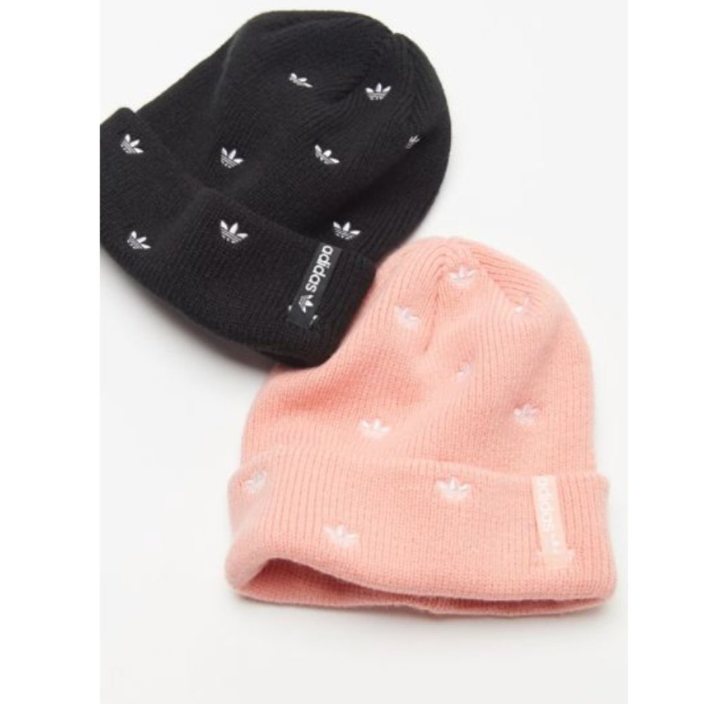 adidas Originals Black and Pink Beanie Set